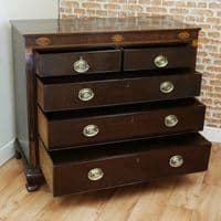 Antique Original Georgian Inlaid Mahogany Chest of 5 Drawers Rare w/key C1800