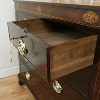 Antique Original Georgian Inlaid Mahogany Chest of 5 Drawers Rare w/key C1800
