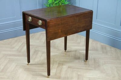 Antique Original Georgian Mahogany Small Pembroke Drop Leaf Table With Drawer