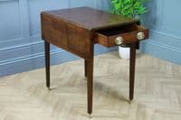 Antique Original Georgian Mahogany Small Pembroke Drop Leaf Table With Drawer
