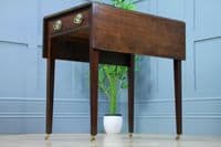 Antique Original Georgian Mahogany Small Pembroke Drop Leaf Table With Drawer