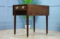 Antique Original Georgian Mahogany Small Pembroke Drop Leaf Table With Drawer