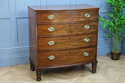 Antique Original Georgian Small Bow Front Mahogany Chest of 4 Drawers C1820