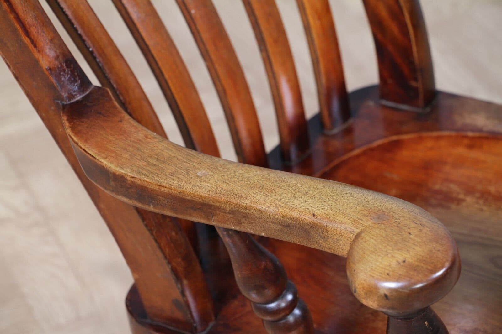 Antique Original Victorian Lath Slat Back Fireside Rocking Chair C1880