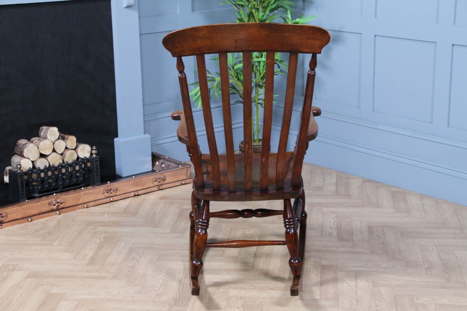 Fireside Rocking Chair Reading Antique Original Victorian Lath Slat Back Fireside Rocking Chair C1880