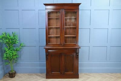 Antique Original Victorian Mahogany Small Glazed Chiffonier Bookcase Cabinet
