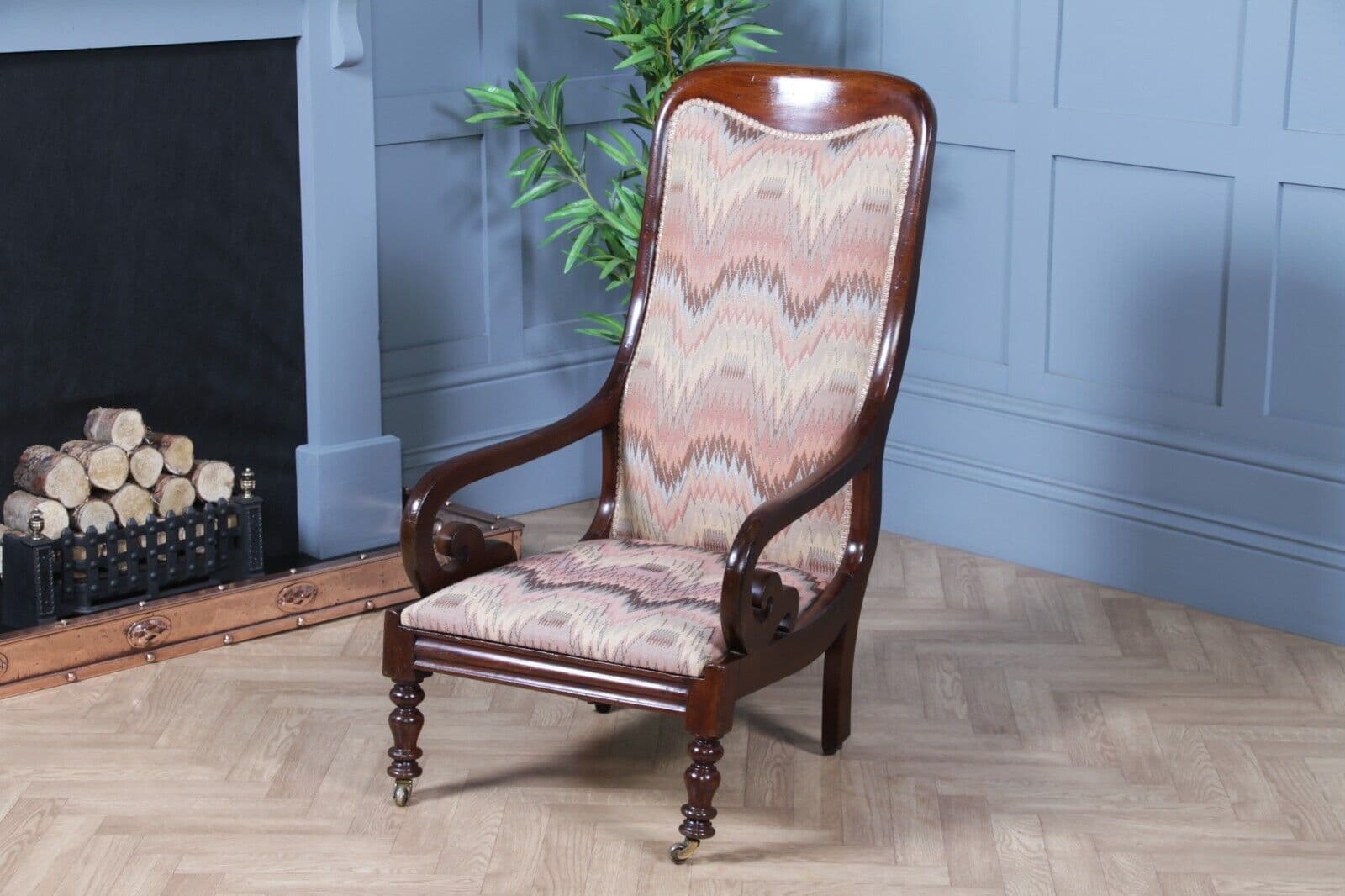 Antique Original Victorian Upholstered Mahogany Fireside Armchair Easy antique-original-victorian-upholstered-mahogany-fireside-armchair-easy