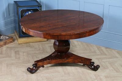 Antique Regency William IV Rosewood Grand Tilt Top Round Dining / Centre Table