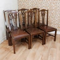 Antique Set of 6 Edwardian Hepplewhite Design Solid Mahogany Dining Chairs 1900