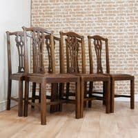 Antique Set of 6 Edwardian Hepplewhite Design Solid Mahogany Dining Chairs 1900