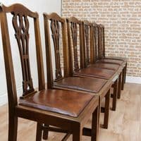 Antique Set of 6 Edwardian Hepplewhite Design Solid Mahogany Dining Chairs 1900