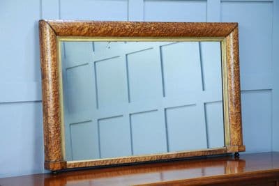 Antique Victorian Birdseye Maple & Gilt Over Mantle Fireplace Hall Mirror C1870