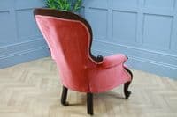 Antique Victorian Carved Button Back Mahogany Armchair Fireside Gents Chair 1860
