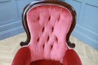 Antique Victorian Carved Button Back Mahogany Armchair Fireside Gents Chair 1860