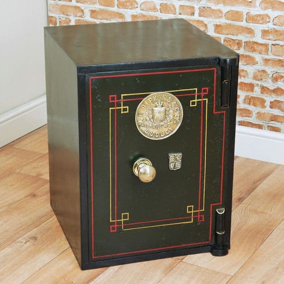 Antique Victorian 'E. HIPKINS & Co KATESHILL WORKS DUDLEY' Safe W/ Keys Vintage