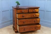 Antique Victorian Flame Grain Cuban Mahogany Chest of 5 Drawers Original C1880