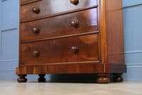 Antique Victorian Flame Grain Cuban Mahogany Chest of 5 Drawers Original C1880