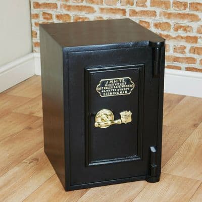 Antique Victorian 'J WHITE MANUFACTURER BIRMINGHAM' Small Safe W/ Keys Vintage