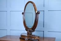 Antique Victorian Large Flame Grain Mahogany Dressing Table Toilet Swing Mirror