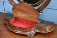 Antique Victorian Large Flame Grain Mahogany Dressing Table Toilet Swing Mirror