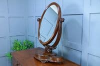 Antique Victorian Large Flame Grain Mahogany Dressing Table Toilet Swing Mirror