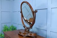 Antique Victorian Large Flame Grain Mahogany Dressing Table Toilet Swing Mirror