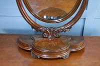 Antique Victorian Large Flame Grain Mahogany Dressing Table Toilet Swing Mirror