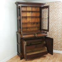 Antique Victorian Mahogany Bookcase Linen Press Housekeeper's Cupboard Cabinet