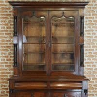 Antique Victorian Mahogany Bookcase Linen Press Housekeeper's Cupboard Cabinet