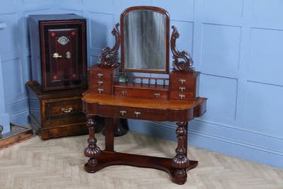 Antique Victorian Mahogany Carved Duchess 8 Drawer Dressing Table With Mirror