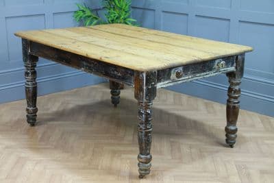 Antique Victorian Pine Scrub Top Kitchen / Dining Table Farmhouse Vintage C1880