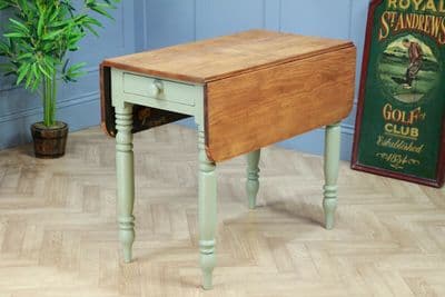 Antique Victorian Pine Scrub Top Painted Drop Leaf Pembroke Kitchen Table C1880