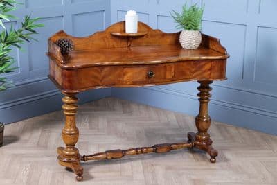 Antique Victorian Satin Birch Pedestal Wash Stand Dressing Table With Draw C1860