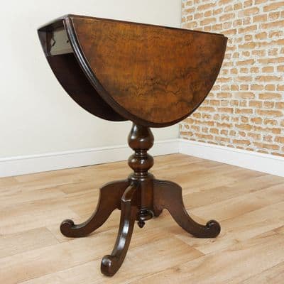 Antique Victorian Small Burr Walnut Turn Top Tea/ Card/ Breakfast Table Original