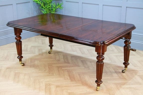 Antique Victorian Solid Mahogany 1 Leaf Wind Out Dining Table Restored C1860