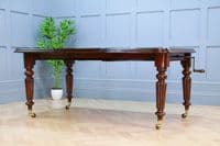 Antique Victorian Solid Mahogany 1 Leaf Wind Out Dining Table Restored C1860