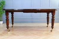 Antique Victorian Solid Mahogany 1 Leaf Wind Out Dining Table Restored C1860