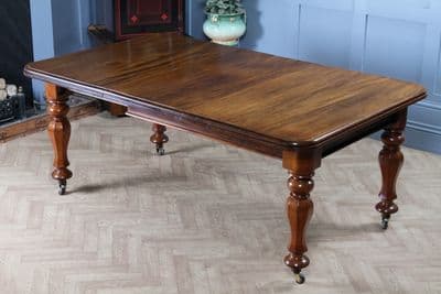 Antique Victorian Solid Mahogany Grand Wind Out 1 Leaf Dining Table D, M&S C1860