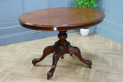 Antique Victorian Solid Mahogany Oval Tilt Top Breakfast Dining Loo Table C1880