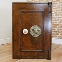 Antique Victorian WHITFIELD Hand-Painted Wood Grained Steel Safe W/ Keys Vintage