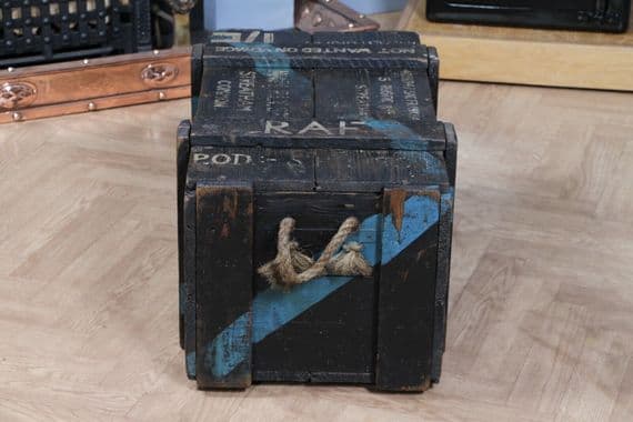 Antique Vintage RAF Crate Trunk Millitary Travel Chest Coffee Table MOD