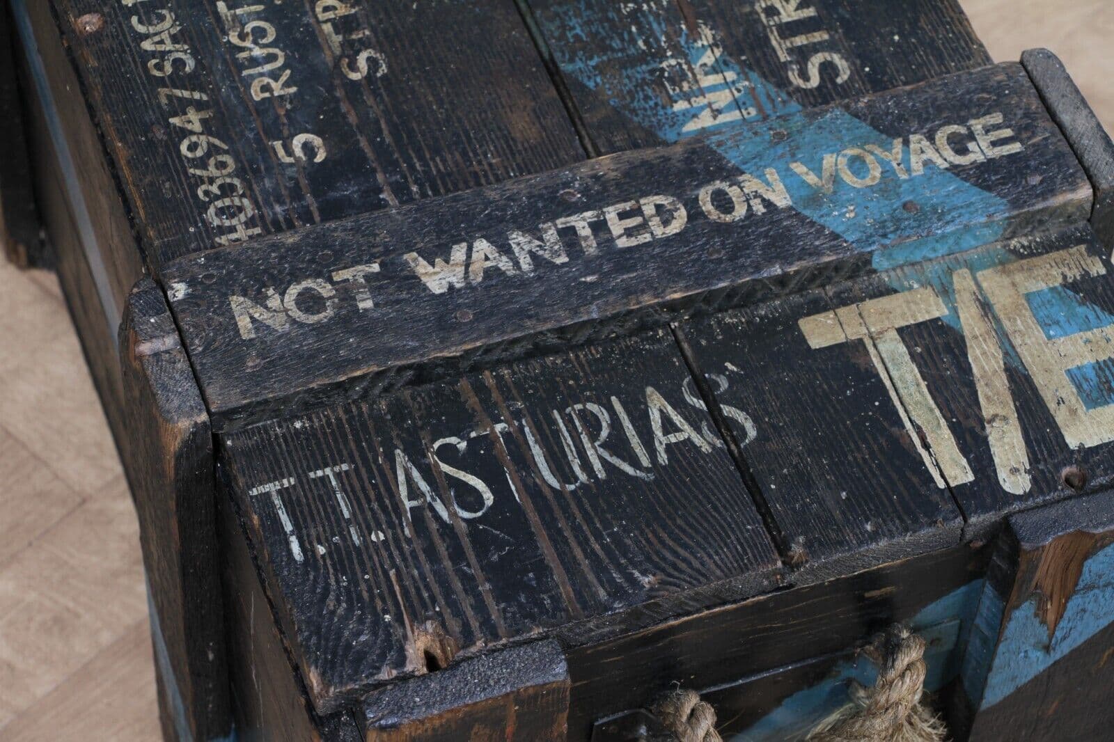 Antique Vintage RAF Crate Trunk Millitary Travel Chest Coffee Table MOD
