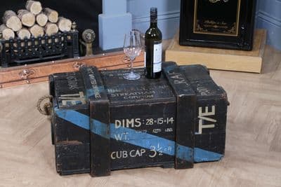 Antique Vintage RAF Crate Trunk Millitary Travel Chest Coffee Table MOD