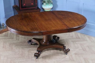 Antique William IV Mahogany Pull out Pedestal Extending Dining Table Round, Oval