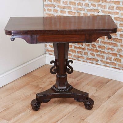 Antique William IV Victorian Mahogany Fold Over Card Games Table Hall Sofa Table