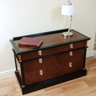 Art Deco Contemporary Black & Burr Walnut Bedside Chest of 6 drawers Unique 20's