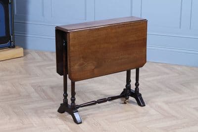 Edwardian Solid Mahogany Small Drop Leaf Sutherland Occasional Table C1890