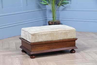 Handmade Reproduction Victorian Solid Mahogany Traditional Footstool 50s Antique
