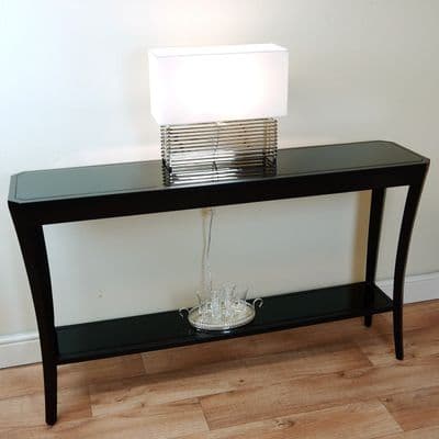 Hyde Contemporary Matt Black Console / Hall / Lamp Table Glass Top Minimalist - 162365723206