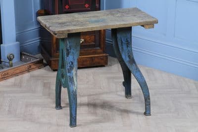 Industrial Vintage Console Table Cast Iron Up-Cycled Machine Base Reclaimed Pine